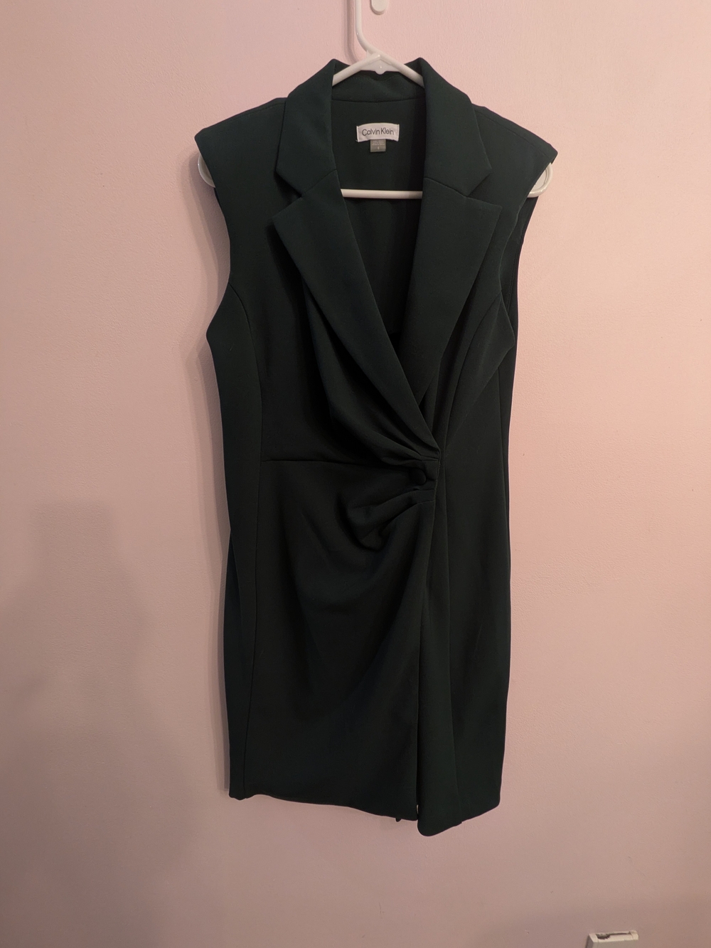 Calvin Klein Dark Green Sleeveless Twist-Front Sheath Dress - Size 8